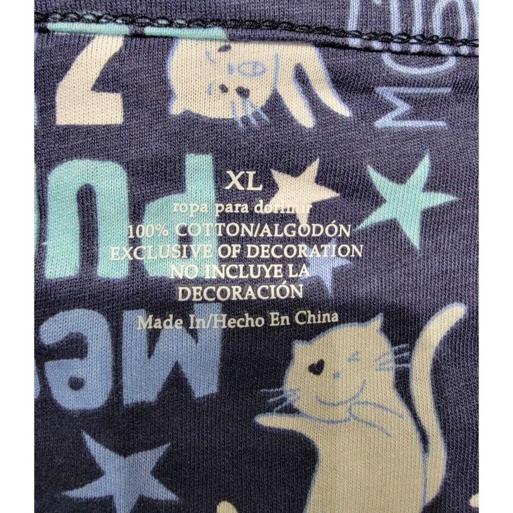 Cat-Themed Nightshirt With Funny Text & Graphics Short Sleeve XL 100% Cotton - Picture 3 of 3